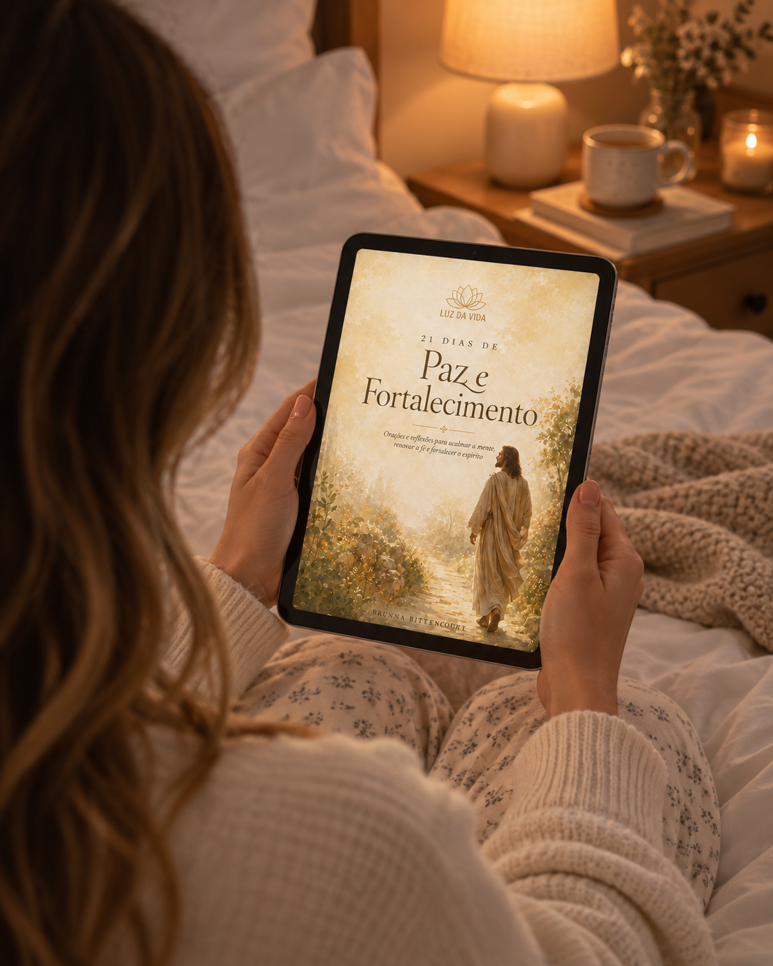 E-book aberto no tablet durante uma pausa de leitura